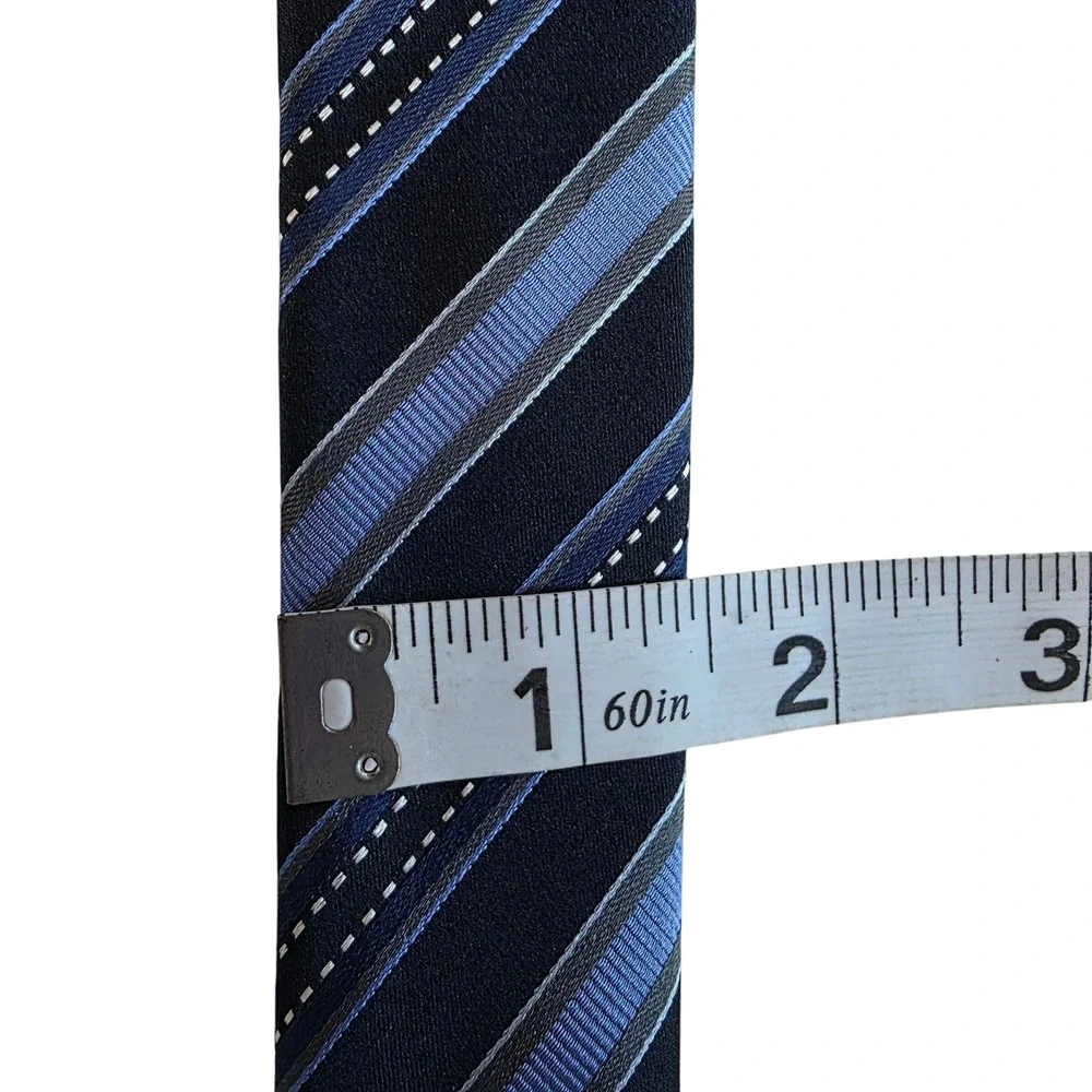 Astor & Black Custom Clothiers Mens Tie Striped Silk Necktie Hand Made‎ Blue